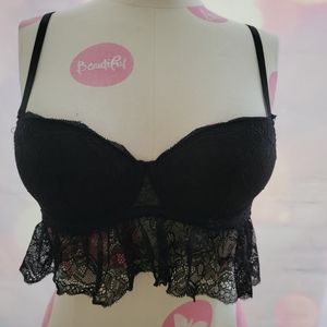 Black Ruffled Bra